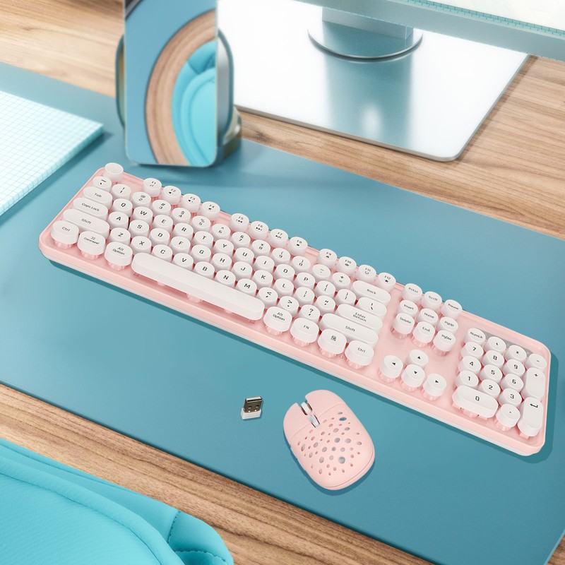 Wireless Keyboard and Mouse Combo Pure Color Retro 2.4G Wireless