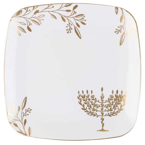 10" inch Square Plastic Plates Heavy Duty Plastic Hanukkah Dinner