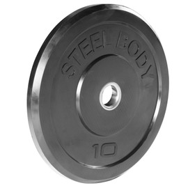 Steelbody Olympic Rubber Bumper Weight Plate - 10 lb. / 25 lb. / 35 lb. / 45 lb. Workout Weights, 10-Pound , Black