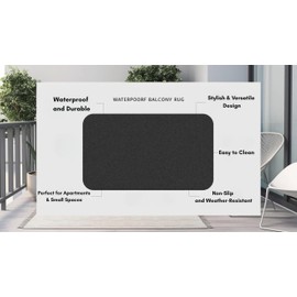 Waterproof Outdoor Balcony Rug – Durable and Stylish Balcony Carpet for Apartments and Small Patios, Perfect for Outdoor Spaces, Easy-to-Clean, Weather-Resistant Balcony Mat, Gray