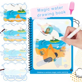 Damcyer Pack of 5 Water Colouring Book with 5 Water Pens, Magic Water Colouring Book, Magic Colouring Books Water Colouring Book for 3 4 5+ Year Old Colouring Book Water Years for Drawing, Animal