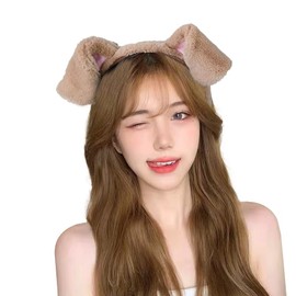 GUOJOZO Dog Ears Headband Inumi Headband Spared Ears Shiba Inu White Brown Animal Ears Cosplay Props Kemono Ear Headband Cosplay Costume Dance Costume Costume (Brown)