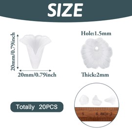 Pandahall 20pcs White Frosted Acrylic Flower Bead Caps Acrylic Flower Spacer Beads Floral End Caps 20x20mm for Women Bracelet Earring Jewelry Making