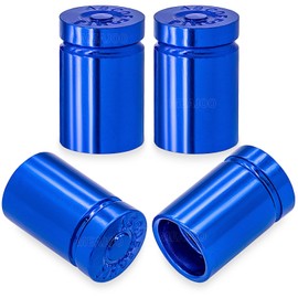 MEAJOO 4PCS Bullet Shell Tire Valve Stem Caps, Leak-Proof Air Caps Cover, Airtight Aluminum Alloy Dust-Proof Car Accessories, Universal for Cars, SUVs, Bikes, Trucks and Motorcycles (Blue)