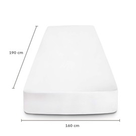 Flowen Fitted Sheet, 160 x 190 cm, Microfibre Fitted Sheet White for Bed, Breathable, Hypoallergenic Bed Sheet, Anti-Mite, Lightweight, Soft and Wrinkle-Free, with 30 cm Deep Pocket, Machine Washable