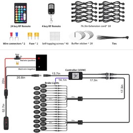 20 Pods Metal RGB LED Rock Lights, Waterproof Aluminum Bright Neon Underglow Kit with APP RF Remote Control, Metal Fender Lights for Trucks Trailer Off Road ATV UTV SUV