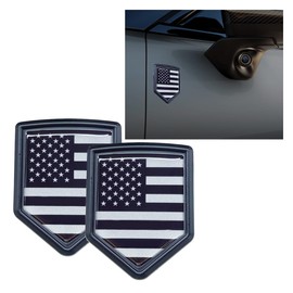 2PCS 3D US American Flag Emblem Car Stickers, USA Flag Metal Shield Badge Decal, Car Bumper Sticker Auto Decoration Accessories for Trucks, Cars, Motorcycles (Black)