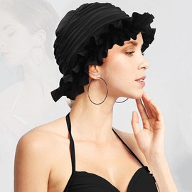 Women Swimming Cap Ear Protection Swim Cap Swimming Hat Ladies Girls Bathing Cap Super Elastic Shower Cap Surfing Cap Swim Hat Water Sports Hat Beanie Cap Chemo Sleep Hat for Long Hair Short Hair