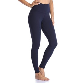 Colorfulkoala Women's High Waisted Tummy Control Workout Leggings Full Length Ultra Soft Yoga Pants 28" (L, Navy)