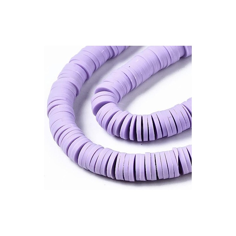 Handmade Polymer Clay Heishi Beads 6mm x 1mm – Lilac