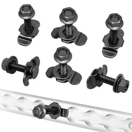 Anina 6PCS L-Track Double Lug Threaded Stud Nut Fitting Tie Down Mounting Bolts for Heavy Duty Anchor Points Bearing 6000 LBS for Truck Bed or Cargo System Rails