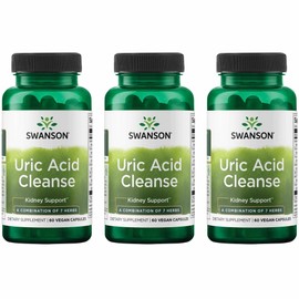 Swanson Uric Acid Cleanse - Natural Supplement Promoting Kidney Support - Features a Powerful Combination of 7 Herbs - (60 Veggie Capsules) 3 Pack