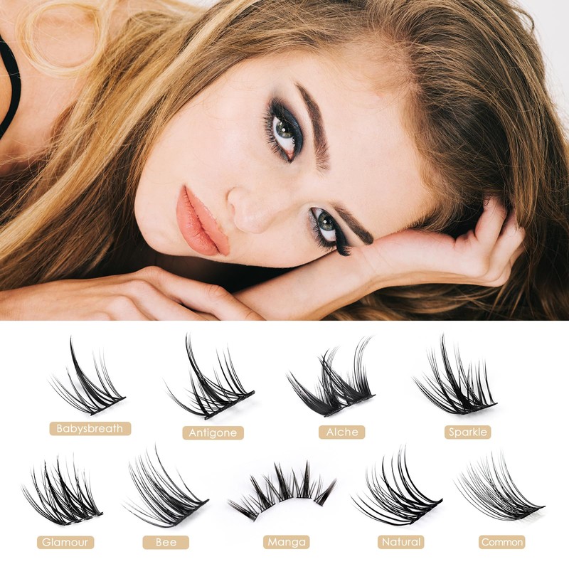 LANKIZ DIY Eyelashes, Individual Extensioning Wisps, C Curl Eyelash Clusters,