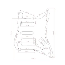 KAISH 11 Hole American Modern Strat Style HSS Pickguard 3-Screw Round Corner Humbucking Pickup Mounting for Stratocaster/Strat Red Pearl