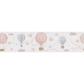 A.S. Création Lilly & Luis 771351 Children's Bedroom Wallpaper - Durable Non-Woven Wallpaper in Border Cloud Look - 5.00 m x 0.13 m - Cream, Beige, Pink, Blue - Made in Germany
