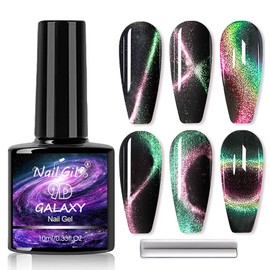 9D Cat Eye Gel Nail Polish, Chameleon Gel Polish Soak Off U V Light, Double Magic Colors Nail Polish Professional Use for Salon-E