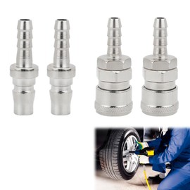 Compressed Air Coupling, Quick Coupling Compressed Air, 8 mm Hose, Quick Coupling for Hoses, Coupling Plug, Air Line, Hose Compressor Fitting, Couplings Air, Pack of 4
