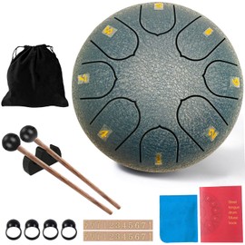 Rain Drum, 8 Notes 6 Inches, Chakra Rain Drum, Steel Tongue Drum, Rain Music Drum, Outdoor Rain Drum, Garden Handpan with Beater, Percussion Instruments (8 Tone 6 Inches)