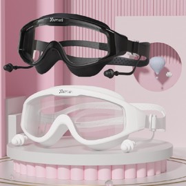 Swimming Goggles Eyewear Swim Gear Survival Earplugs All White