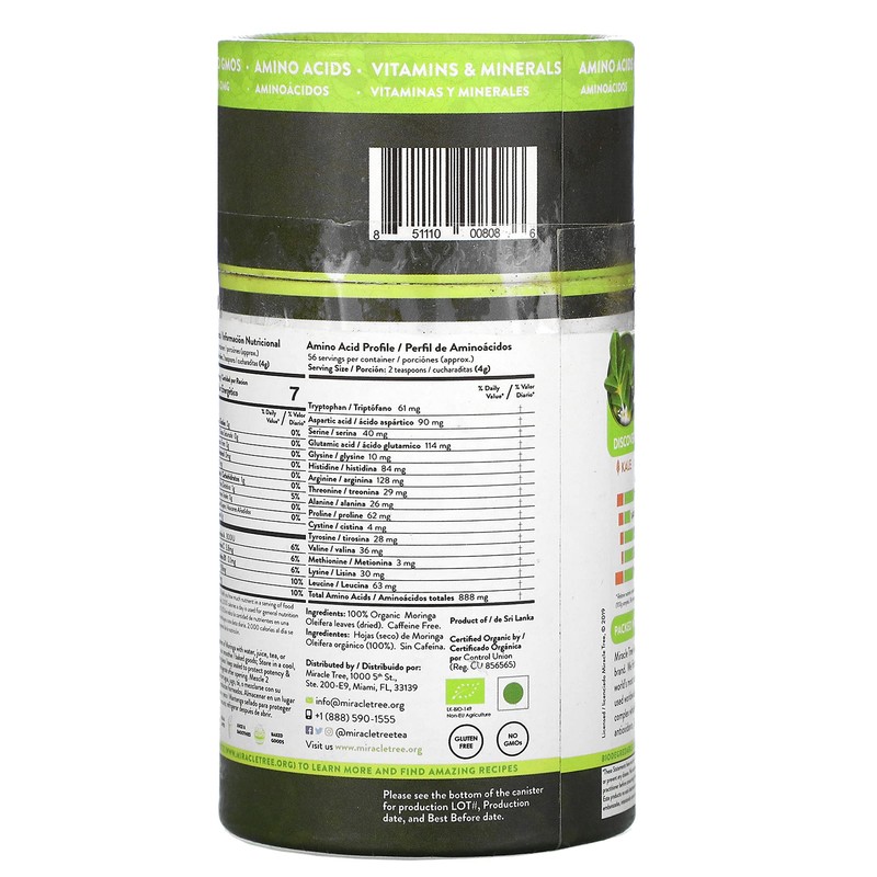 Miracle Tree 100% Organic Moringa Superfood Powder, 8 oz (226.8