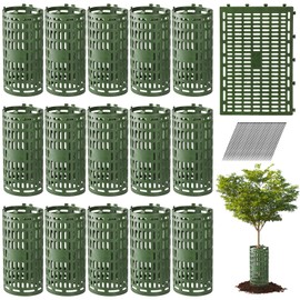 Bekith 16 Pack Tree Trunk Protector, Plant Guard Protectors with Zip Ties, Garden Protection Tree Wraps Cages for Damaged Bark, Extendable Shrub Protectors from Trimmers, Mowers & Sun Scald