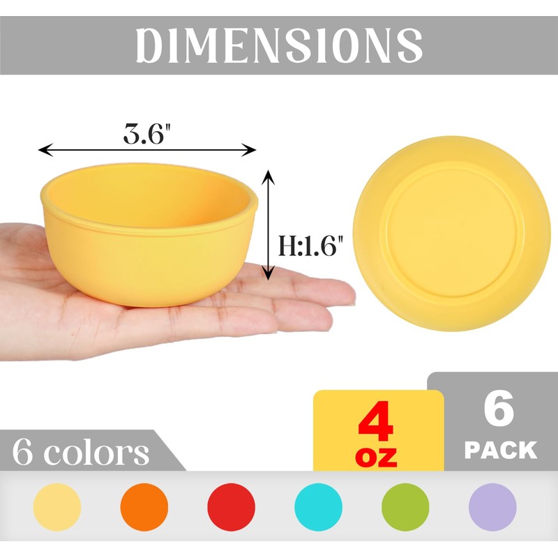 Webake 3.5" Silicone Pinch Bowls for Cooking Prep, 4oz Small