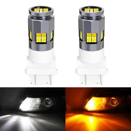 Fulanmi 3157 Switchback Dual-Color Turn Signal LED Bulbs 6000K Cool White and Amber, Compatible with P27/5W T25 3157, Extreme Bright Front Turn Signal and DRL/Parking Light Replacement (Pair)