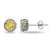 Sterling Silver Citrine Crown Stud Earrings
