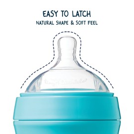 Tiny Twinkle Silicone Baby Bottle with Comfort Grip and Soft Flexible Nipple - Squeezably Soft Baby Bottles for Newborn and Up (Mint, 8 Ounce)