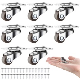 Pack of 8 Small Furniture Castors, 360 Degree Small Castors, 12 mm, Wheels for Furniture, Small, Transport Castors, Universal Wheels, Universal Rotating Castors with Screws for Small Furniture, Table