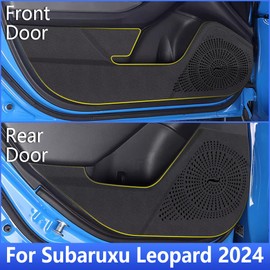Car Door Anti Kick Pad for Subaru Crosstrek 2024 2025 Accessories Carbon Fiber Style Leather Sticker Door Sill Protector Cover Edge Guard Side Mat Interior Decoration Dirty Stickers (Set of 4)