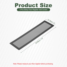 YOKIVE 4 Pcs Floor Vent Covers, Sticky Floor Register Cover PVC Mesh Air Vent Screen Filters, Great for Home Floor, Wall, Ceiling, Catch Debris Hair Dust (Black, 14-Inch x 4-Inch)