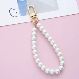 ccHuDE 4 Pcs Faux Pearl Keychain Straps Beaded Keyring Lanyard Key Chain Holder Wristlet Key Ring Wrist Strap Elegant Purse Lanyard Strap