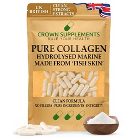 Pure Hydrolysed Collagen Capsules | Clean Fish Skin Formula Extracts | Skin and Hair Supplement | Crown Supplements UK (270 Capsules)