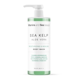 Vitamins And Sea Beauty - Body Wash Shower Gel with Sea Kelp & Aloe Vera. Jabón Corporal Líquido Hidratante y Reparador con Alga Marina y Aloe Vera 1 L