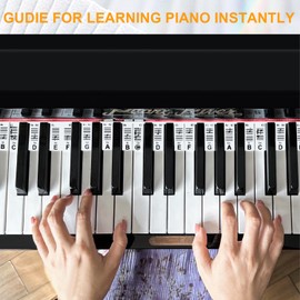 Removable Piano Keyboard Note Labels, Silicone Piano Notes Stickers Guide for Beginner, Reusable 88 Key Full Size Piano Key Music Notes Letter Label