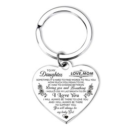 To My Daughter keychain I Love You Inspiration Christmas Birthday Gifts Heart Pendant Jewelry Keychain from Mom