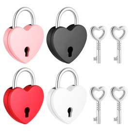 4Pcs Multicolor Mini Heart Locks,Heart Shaped Lock Love Locks Cute Diary Lock and Key Set for Luggage, Jewelry Box, Suitcase, Backpack