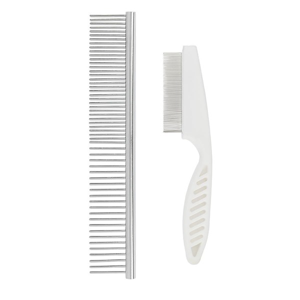 GIEEU Pet Comb, Stainless Steel Flea Comb with Cylindrical Teeth