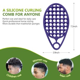 KOUPA Magic Silicone Curly Hair Brush, One Piece Twist Curl Comb for Afro Curls, Washable Hair Tool for Men Women, Purple, 2 Pieces