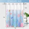 No Hook Shower Curtain and Liner Set, Blue Pink Beach