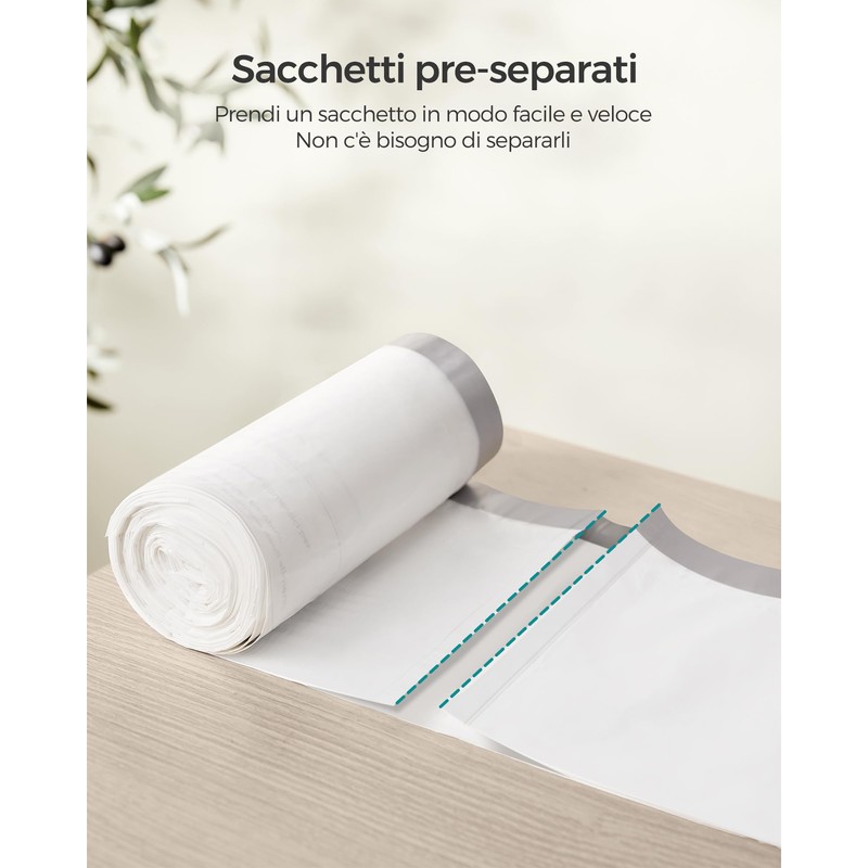 SONGMICS Sacchi Spazzatura con Manici a Cordoncino, 15-20L