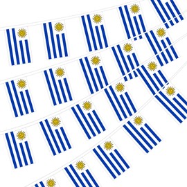 KIIPOAPAU Uruguay Flag Banner,20PCS Uruguay Flag Banner National Day Banner Small String Mini Flag, 20Ft Uruguay flag Banner for Patriotic Events, Sports, Bars Decorations