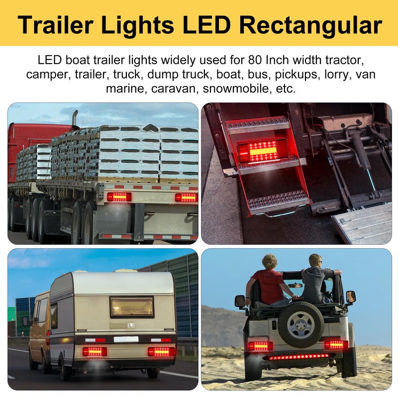 EXERAUO Boat Trailer Lights LED Kit, Submersible Boat Trailer Light,