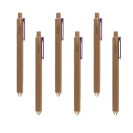 エポックケミカル Epoch Chemical 515-0180_6 Slicky Permanent Ballpoint Pens, 0.7mm, Black Ink, Cameo Brown, 6 Pens