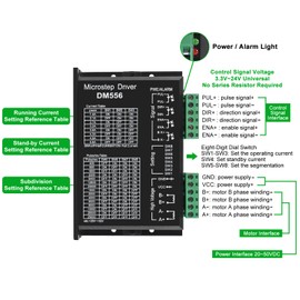 DM556 CNC Digital Stepper Driver 2 Phase DC 5.6A 20-50V Stepper Motor Controller 128 Subdivision Replace for Nema 23, Nema 24 and Nema 34 Series Stepper Motor