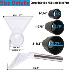 RosyOcean Universal Compatible with All Shop Vacs Extractor Attachment with 2-1/2" & 1-7/8" & 1-1/4" Three Adapters Vacuum Head Extraction Accessory for Upholstery & Carpet Cleaning & Auto Detailing