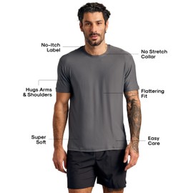 True Classic Workout Shirts for Men - Athletic Tops & Gym Shirts for Men, Quick-Dry Mens Workout Shirt, Pack of 1, Carbon, L