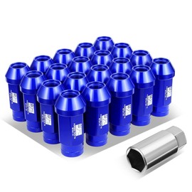 J2 Engineering J2-LN-T7-037-15-BL M12 x 1.5 T6-7075 Aluminum 50mm Closed End Lug Nuts w/Deep Drive Extension Adapter,Blue