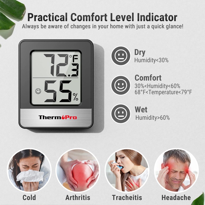 TempPro TP49 3 Pieces Digital Hygrometer Indoor Thermometer Humidity Meter
